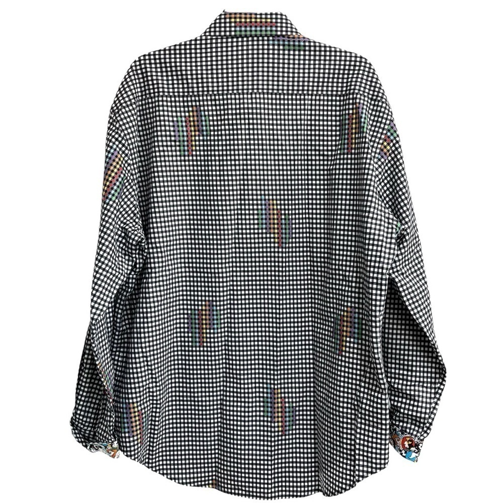 Robert Graham Flip Cuff Rainbow Gingham Plaid Check Embroidered Button Down XL - Picture 2 of 14